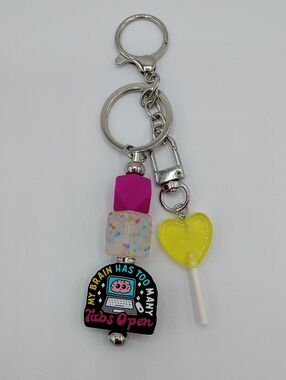 Handcrafted Keychain & Bag Charm - "My Brain Has Too Many Tabs Open"